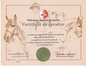 Certificat de cavalier 1